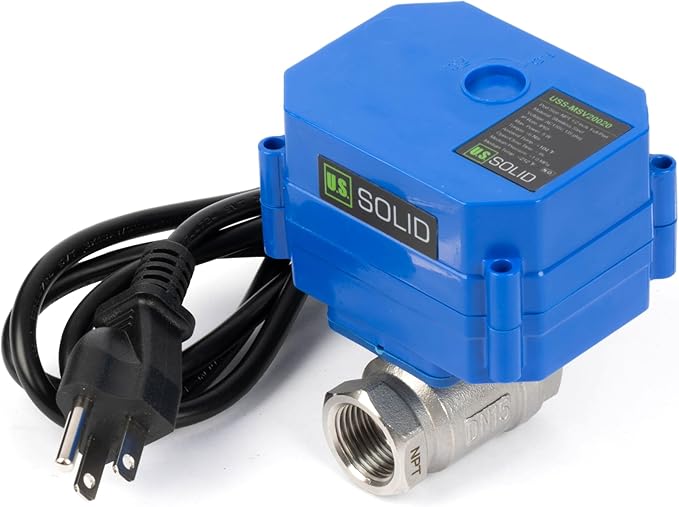 U.S. Solid 1" Motorized Ball Valve with US Plug 110VAC Stainless Steel Electrical Ball Valve,Auto Return, Normally Open