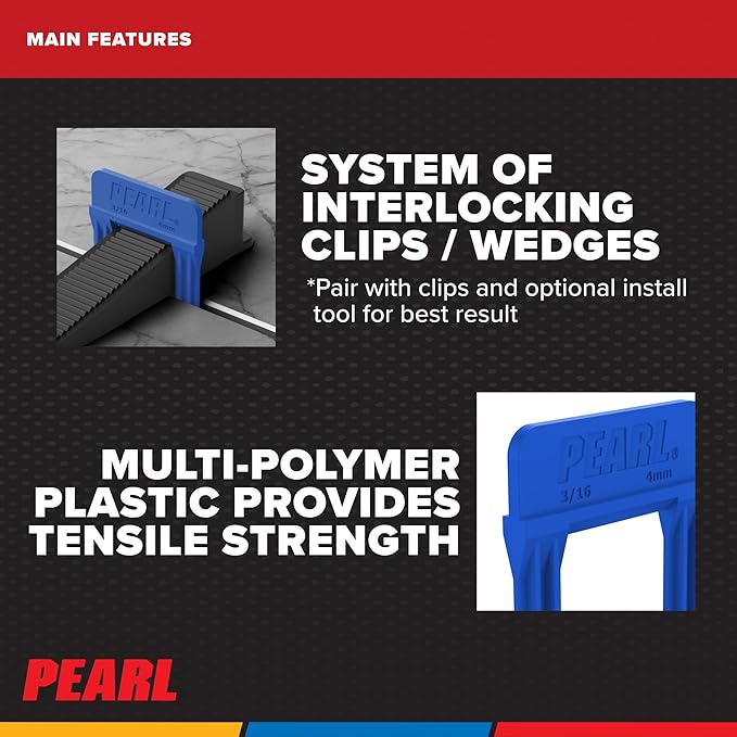 PEARL ABRASIVE CO. Leveling System Box of 500, Blue, 3/16"