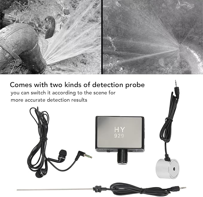 20000X Underground Water Leak Detector, -70D db Double Probe Water Leak Detection Device, AC100-240V US Plug Water Pipe Monitor Kit for Construction Pipeline Inspection
