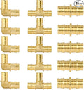 15 pack - 3/4 Inch PEX-A Expansion Fittings, ASTM F1960 Certified Lead-Free Brass Tee, Elbow, Coupling Combo, Compatible with PEX A Pipe Tubing, Full Flow Fitting for Plumbing Water Line, NSF/ANSI 61