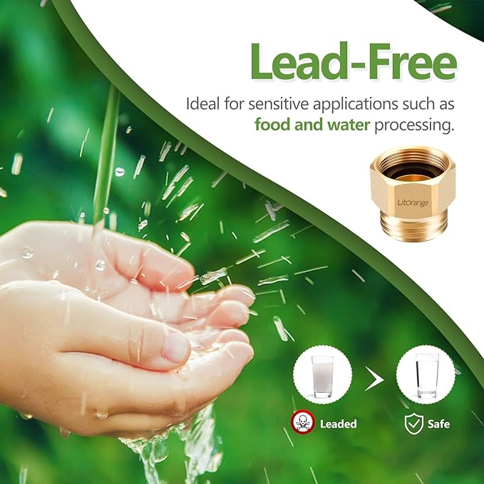 4 Pack Lead-Free Hose Bib Adapter, 1-1/16" Fine Thread Female x 3/4 GHT Male Backflow Preventer Adapter with Washers for U.S. Standard Arrowhead Hose Bibs & Vacuum Breaker Faucet Fitting