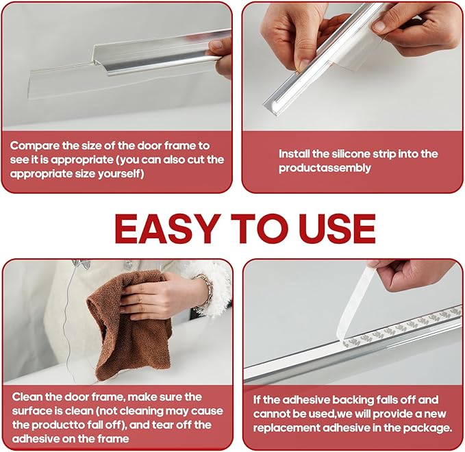 32" Chrome Framed Shower Door Replacement Drip Rail with Vinyl Sweep Door Water Deflector, Applied Mounting Tape and Screws (32Inch)