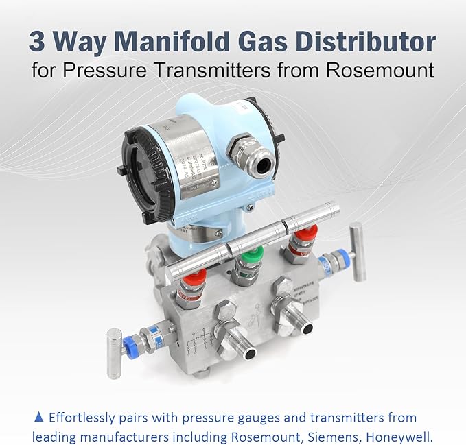 5 Valve Manifold 316 Stainless Steel 5 Way High Pressure Manifold Gas Distributor for Pressure Gauges and Pressure Transmitters from Rosemount, Siemens, Honeywell, E+H