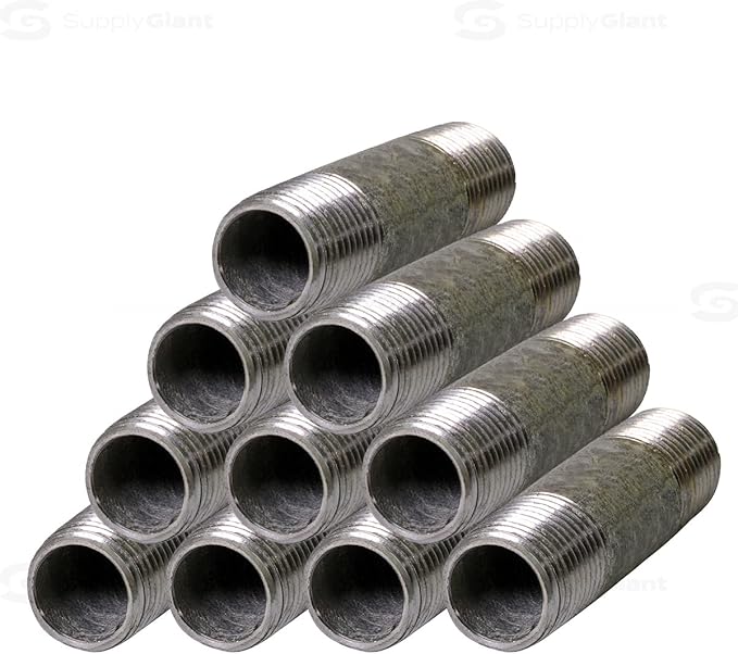 Supply Giant OQHM1460-10 Steel Nipple Pipe, 1/4'' x 6", Galvanized