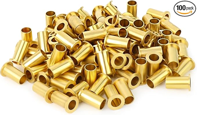GASHER 100PCS Brass Compression Fitting, Brass Compression Insert Tube Support 3/8" Tube OD