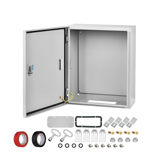 Steel Electrical Junction Box, 12 x 10 x 6 Waterproof & Dustproof Electrical Enclosure, Outdoor & Indoor Universal Project Box with Lock & Mounting Plate