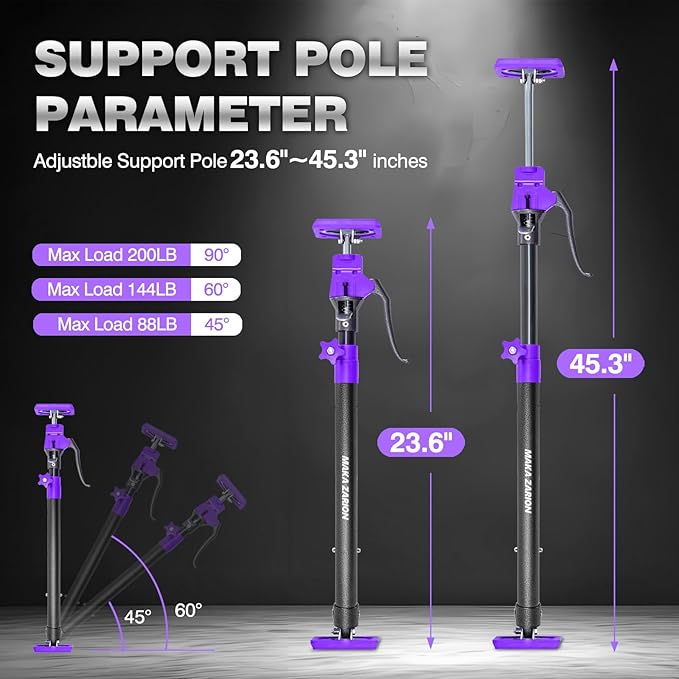 Quality Steel Cabinet Jacks for Installing Cabinets, 3rd Hand Support System 200LB, Adjustable Support Pole Jack 23.6-45.3 in, Perfect for Cabinet Lift Installation Tools, Quick Support Rod, 1-Pack