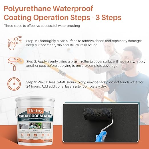Waterproof Sealant 5 Gallon, Black Rubber Coating for Repairing Roofs Leaks, Warehouses, Foundations, Basements, Liquid Water Proof Sealant Coating