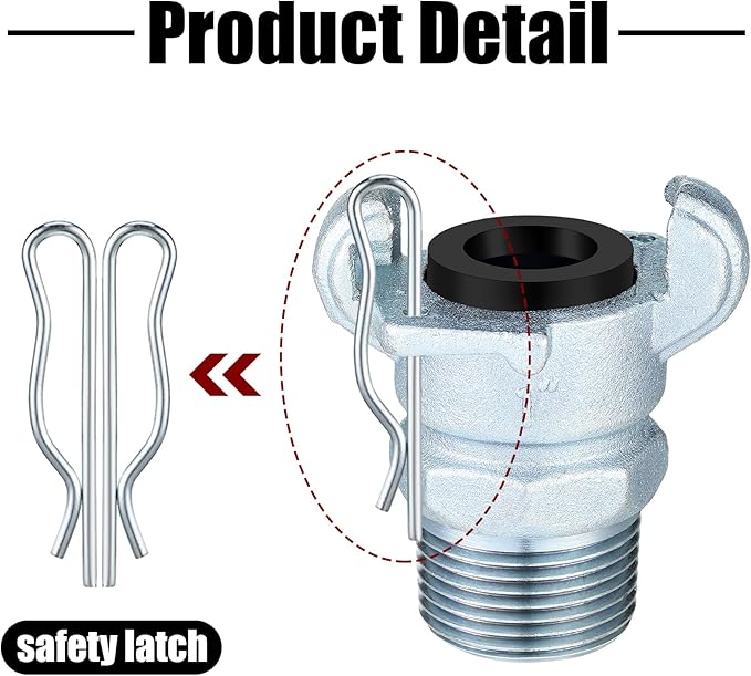 Therwen 4 Sets 1 inch Chicago Air Fittings NPT Iron Air Hose Fitting 2 Lug Universal Coupling for Female and Male End(Male End)