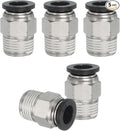 MECCANIXITY 5 Pcs NPT Push to Connect Air Fittings, Male Straight 3/8" Tube OD x 3/8" NPT Thread Air Quick Connector Coupling Adapter for Gas Hose Pneumatic Tools, Black