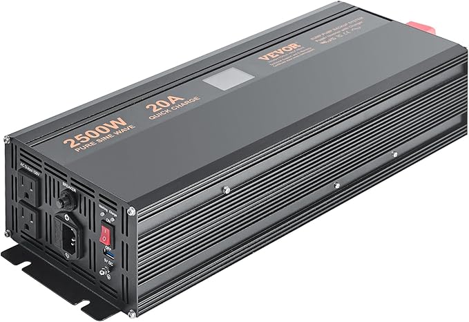 VEVOR 2500W Sump Pump Battery Backup with LCD, Automatically Shifts to Inverter Power Ensuring Uninterrupted Operation, Essential for Emergencies & Power Failures