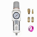 XingNEeng 3/8" NPT Compressed Air Filter Regulator Lubricator Combo, Water/Oil Trap Separator, Gauge(0-150 psi), Semi-Auto Drain, Poly Bowl, 5 Micron Brass Element, Bracket, for Pneumatic Systems