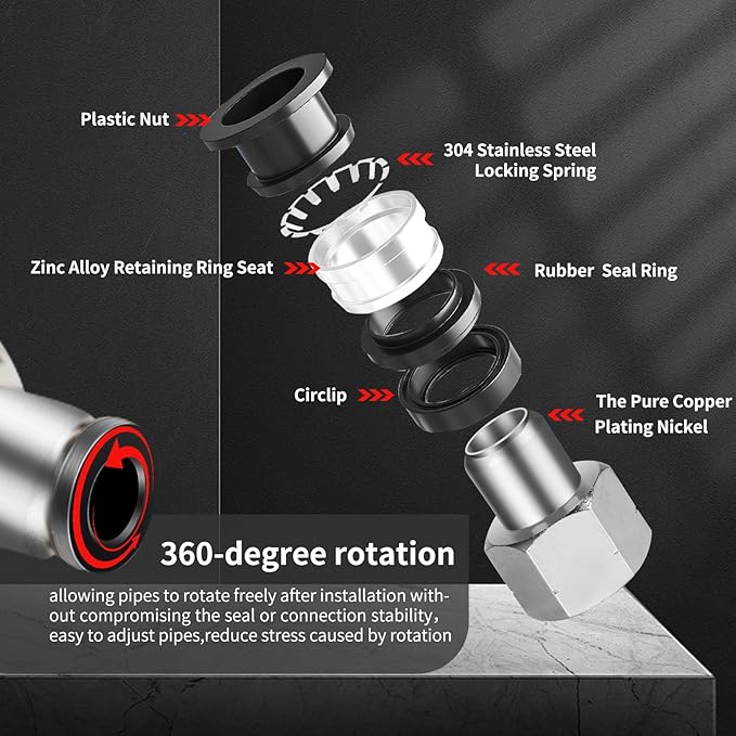 Push to Connect Fittings 1/4 Inch Tube OD x 1/4 Inch NPT Thread Female Straight Quick Connect Fitting 10Pcs