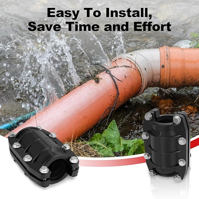 Pipe Repair Clamp 2 inch, Water Pipe Leak Repair Clamp, Pipe Repair Kit for Plastic and Metal Pipes, Leak Stopper with Anti-Impact, Suitable for Pipes 50MM OD