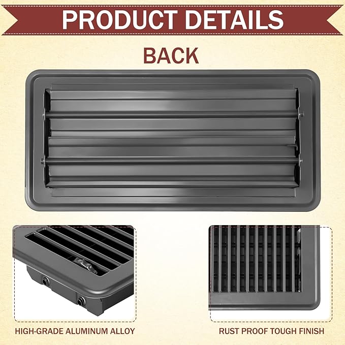 Coume 10 Pack 4" x 10" Floor Vent Covers Heavy Duty Floor Registers Metal Heat Vent Covers with Rust Proof Walkable Finish for Home Floor Grilles Vents(Gray)