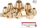 Hex Couplings, 3/8" x 3/8" NPT Male To Female Brass Hex Nipple Adapters, Brass Pipe Extension Fittings for Oil/Air/Water/Gas Systems. (2 Pack)