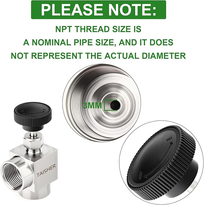 TAISHER 1PCS 304 Stainless Steel 90 Degree Needle Valve 3/4" NPT Female For Flow Control Water Gas Oil