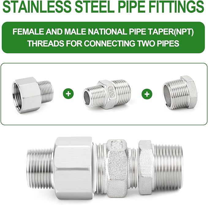 TAISHER 5PCS 304 Stainless Steel Pipe Fitting, New Reducer Adapter, 3/4" NPT Male x 1" NPT Female, Reducing Pipe Adapter Fitting