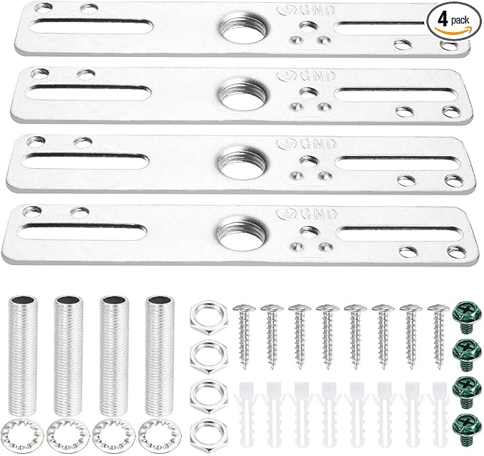 4" Ceiling Light Fixture Mounting Bracket Kit, 4Pcs Universal Lamp Crossbar Hardware Set for Chandelier & Wall Lights, Silver