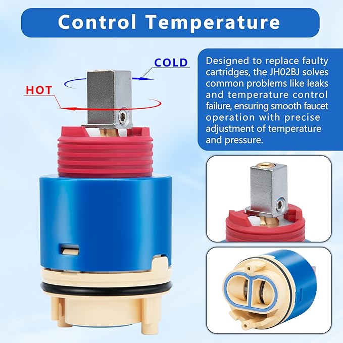 JH02BJ HL-40 Ceramic Pressure Balance Cartridge Replacement for Zurn, CFG, Dominion, Aqua Source, and More, 40mm Shower Faucet Cartridge