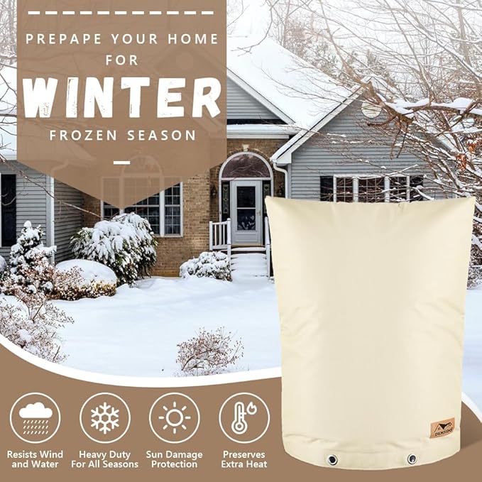 Backflow Preventer Insulation Cover - Water Pipe Insulation Sprinkler Cover for Outside - Insulated Backflow Cover Pouch for Irrigation Back Flow Valve in Winter or Sun Exposure (24" W x 24" H, Sand)
