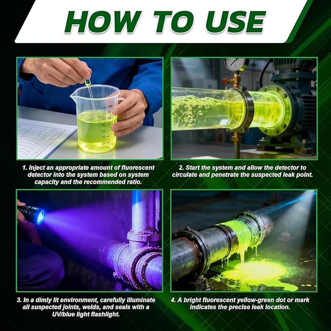 JAOJAO Leak Detection Dye, Water Tracing Dye for Pool, Spa, Plumbing, Roof, Car, Efficient Visibility, Fast Detection, Red