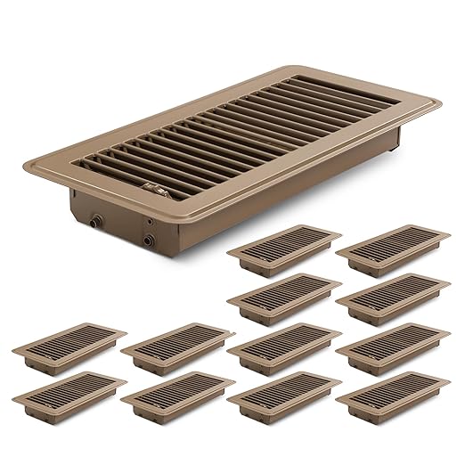 12Pcs Floor Vents Floor Registers 4x12 Inch, Heavy Duty Metal Hot Air Vent Covers 4x12 Inch with Rust-Proof Finish for Home Heater Floor Vent Grilles and Vents