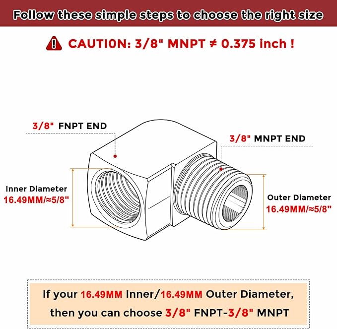 Pack of 5, 3/8" FeMale NPT to 3/8" Male NPT Solid 304 Stainless Steel Barstock Street Elbow, Forged Pipe Fitting for Pipe Repair, Bathroom Remodel, Tool Extensions, Compression