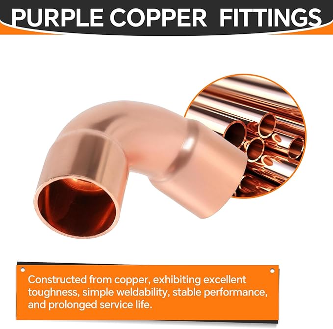 100-Pack HeSun Copper Fittings, 5/8-Inch Long Radius 90-Degree Copper Elbow, C x C with Sweat Solder Connection