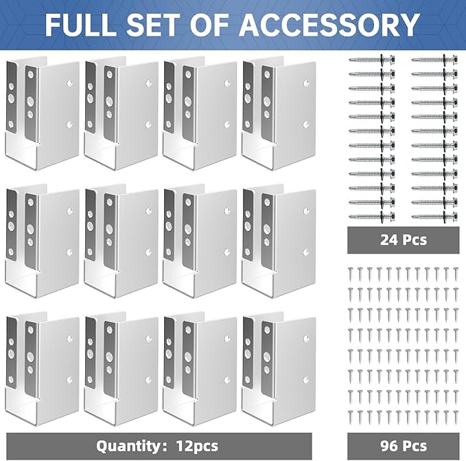 Concealed Joist Hanger,2" x 4"Outdoor Concealed-Flange Hanger,Concealed Face Mount Joist Bracket for 2"x4" Beam ,Swing,Fence (Galvanizing 12 PCS)