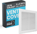 Repa Market 8 x 8 Inch (Outer) White Square Air Vent Cover - Plastic Fresh Air Intake Vent - AC Cover with Nylon Mesh Screen, Wall, Ceiling HVAC Return Air Register, Modern Soffit Vents