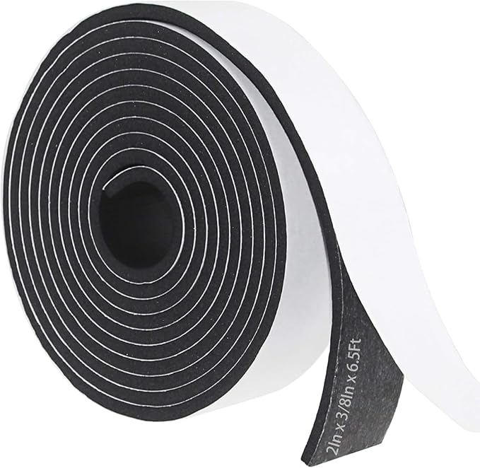Storystore Foam Insulation Tape Self Adhesive, 2In x 3/8In x 6.5Ft Weather Stripping for Doors and Windows, Sound Proof Soundproofing Door Seal, Weatherstrip, Air Conditioning Seal Strip