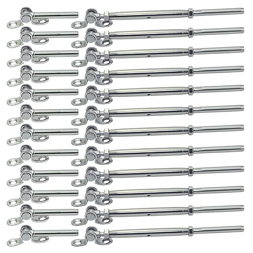 Stainless Steel Cable Railing System Kit,12 Pairs Adjustable Angle Cable Railing Hardware Kit,for 3/16 Cable Railing System,T316 Marine Grade