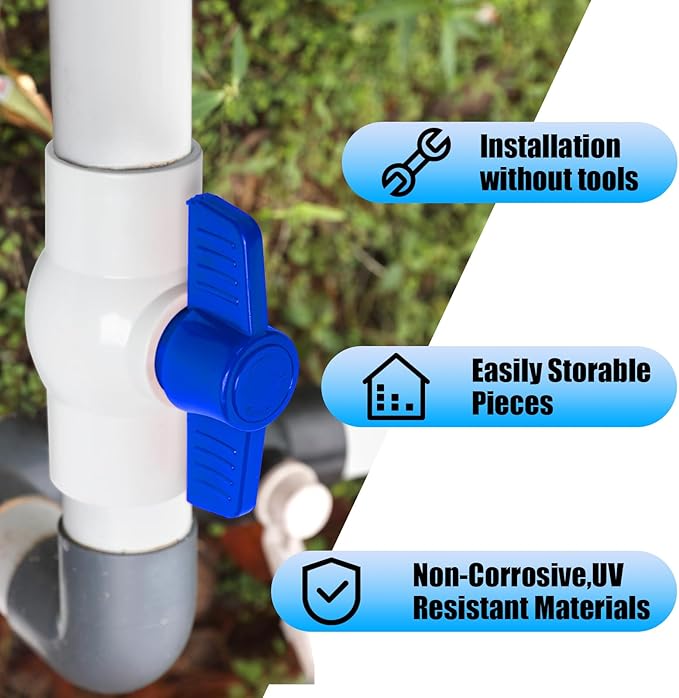 6PCS 1" PVC Ball Valve, Shut-Off Ball Valves Socket with Easy Turn Blue T-Handles, Slip PVC Valve for Water Project, Swimming Pool, Sewage Pump, Sprinkler Lines, Outdoor Plumbing & Irrigation System