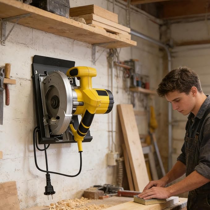 Heavy Duty Circular Saw Holder, Metal Wall Mount Storage Rack, Workshop Wall Organizer for Garage, Home Repair Kit, Metalworking, Masonry, Tool Storage, Space-Saving Holder for Power Saws, Equipment