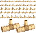 (50-Pack) Seelink PEX-A Expansion Fittings, 1" x 1" x 1/2" PEX-A Tee, Brass Expansion Pipe Fittings, for PEX Tubing Pipe Hose Fittings, ASTM F1960