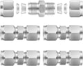 ChillWaves 304 Stainless Steel Compression Tube Fitting, 3/8" OD x 3/8" OD Compression Union Connector(5-PACK)