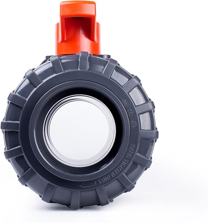 HYDROSEAL Kaplan 4" PVC True Union Ball Valve with Full Port, ASTM F1970, EPDM O-Rings and Reversible PTFE Seats, Rated at 200 PSI @73F, Gray, 4 inch Socket (4")