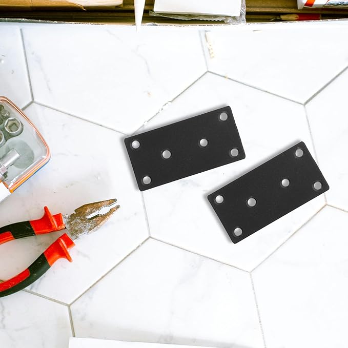 6 Sets Heavy Duty Black Metal Mending Plates with Screws Straight Flat Brackets for Wood Furniture Repair Stainless Steel Reinforcement Plates for Reliable Fixing and Post Fixing