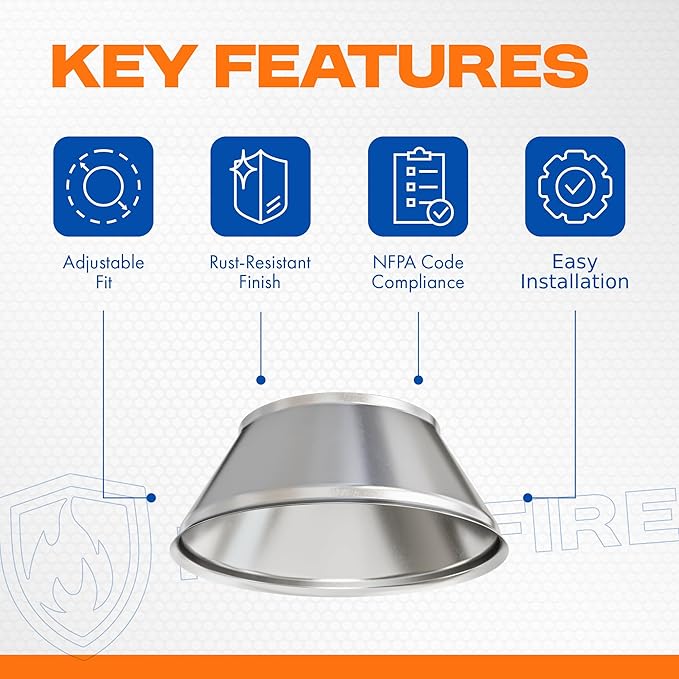 Fire Sprinkler Escutcheon Skirt, Standard 401 Style Escutcheon Pendant Skirt Chrome Plated, Works with Standard 401 Style Cup and Retrofit 2 Piece Cup, Fire Sprinkler Skirt