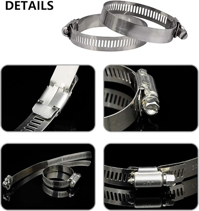 Hose Clamp, 25 Pack Stainless Steel Worm Gear fuel line hose clamps, 13-19mm (1/2-3/4 inch)