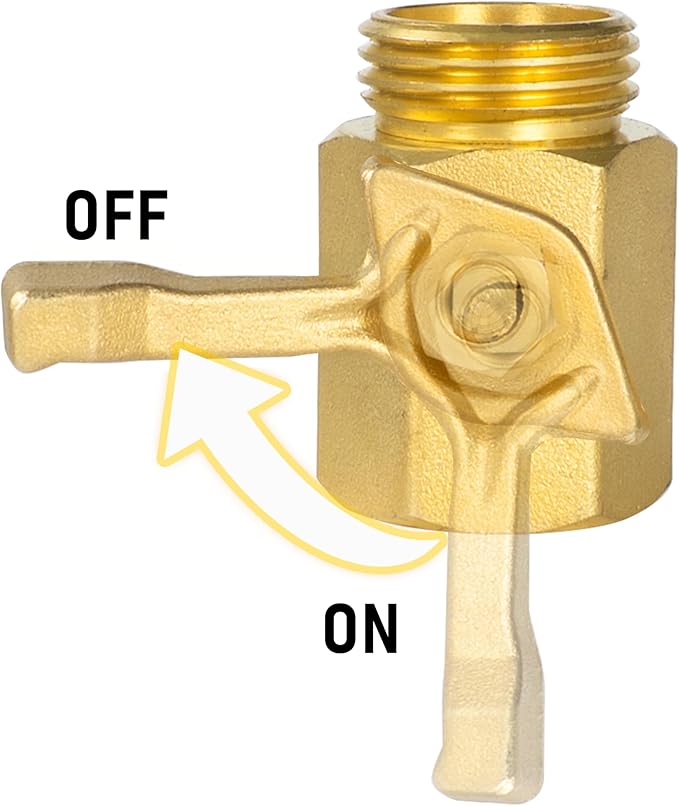 Brass Garden Hose Shut Off Valve, 2 Pack Heavy Duty 3/4 Inch Solid Brass Garden Hose Connector, Water Shut Off Valve with 2 Extra Rubber Washers