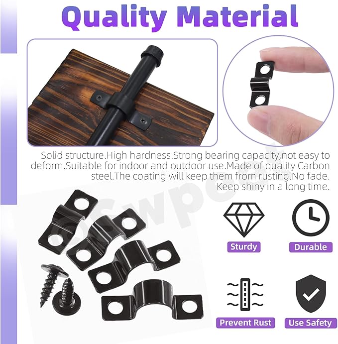 Swpeet 25Pcs 10mm Two Hole U Bracket Clamp with 50Pcs Self-tapping Screws Kit, U-Clamps, Metal Pipe Clamps, Pipe Strap Clamps, Conduit Tension Clips for Fixing Pipe or Cable