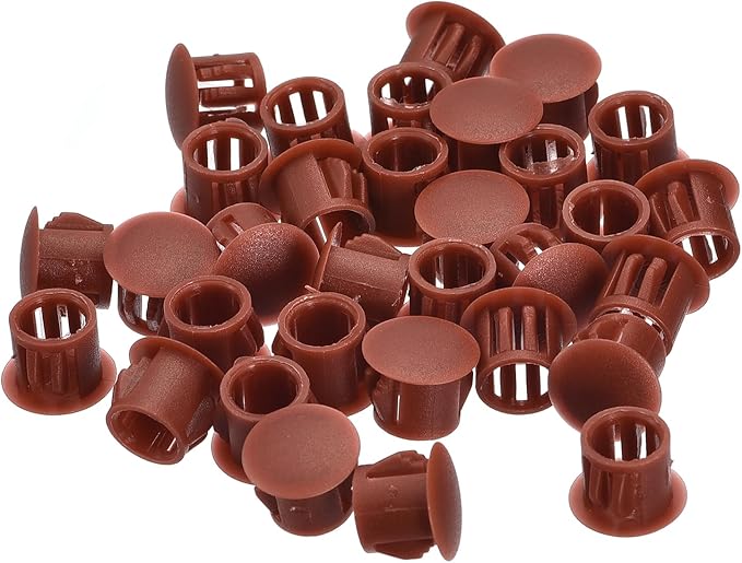 uxcell 10mm(25/64") Plastic Hole Plugs, 36Pcs Flush Type Panel Round Snap in Fastener Knockout Locking Plugs for Furniture Insert End Caps Panels, Red