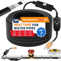 3~100FT Heat Tape for Water Pipes, UL & ETL Certified 60 FT Self-Regulating Pipe Heating Cable with Thermostat for Pipe Freeze Protection, Waterproof Heat Tape for Metal and Plastic Pipes,Black