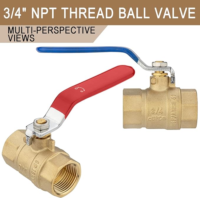 [4 Pieces] Lingmfg 3/4" NPT Thread Ball Valve Shut Off Valve LING-BV1-3/4FNPT-4
