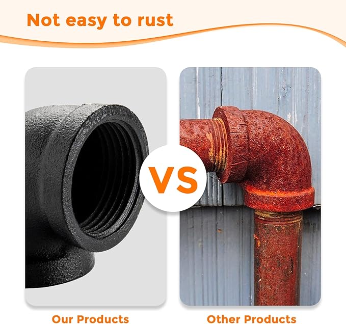 3/4" Black Pipe Fitting Elbow - Home Expert 20 Pack Industrial Pipe Fittings Iron Pipe Elbow for Steampunk Vintage Shelf Bracket DIY Plumbing
