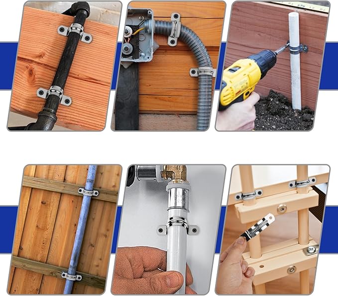 30Pcs 1 Inch Stainless Steel Conduit Clamps, 2 Hole Strap U Bracket Rigid Pipe Strap, Tension Clips U-Tube Clamp for Pipe Fixing on Various Surfaces