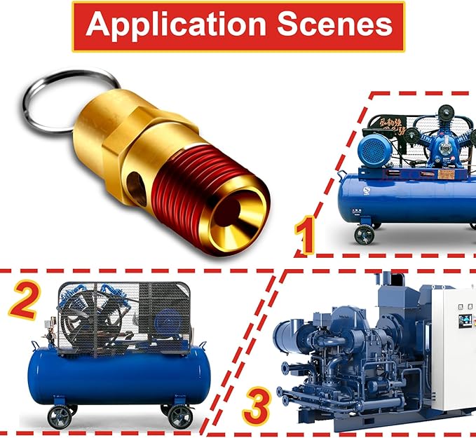 2 Pieces 1/4'' Male 175 PSI NPT Air Compressor Pressure Relief Valve Brass Safety Valve Air Compressor Check Valve