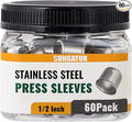 60 Pack 1/2" Pex Stainless Steel Press Sleeves, SUNGATOR 1/2'' Press Sleeves for 1/2 Inch Pex Pipe, Brass or Poly PPSU Pex Fittings